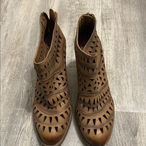 Brown Cutout Ankle Boots